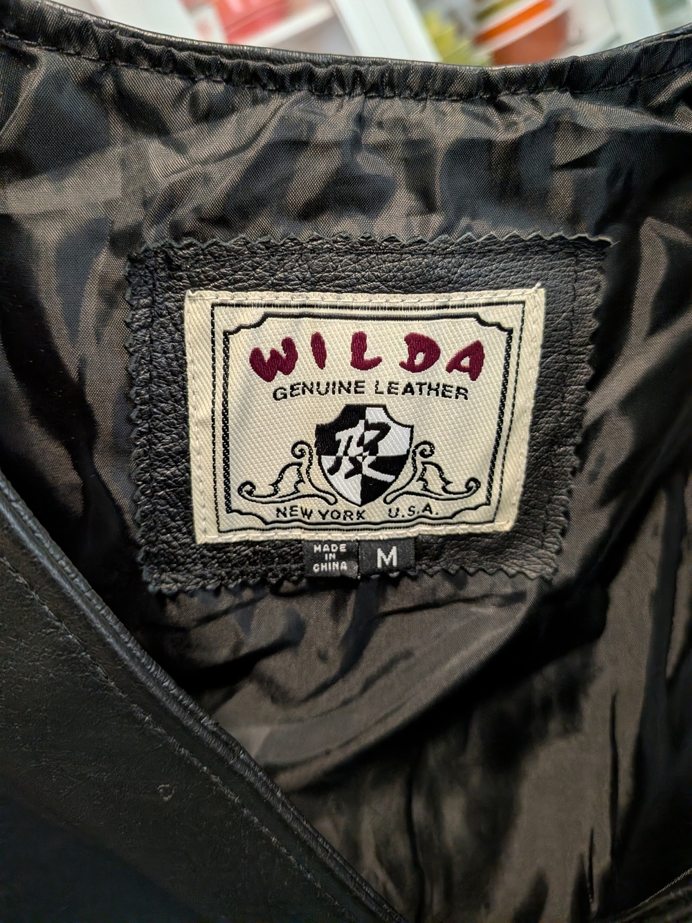 Vintage WILDA Black Genuine Leather Women's Vest Size M